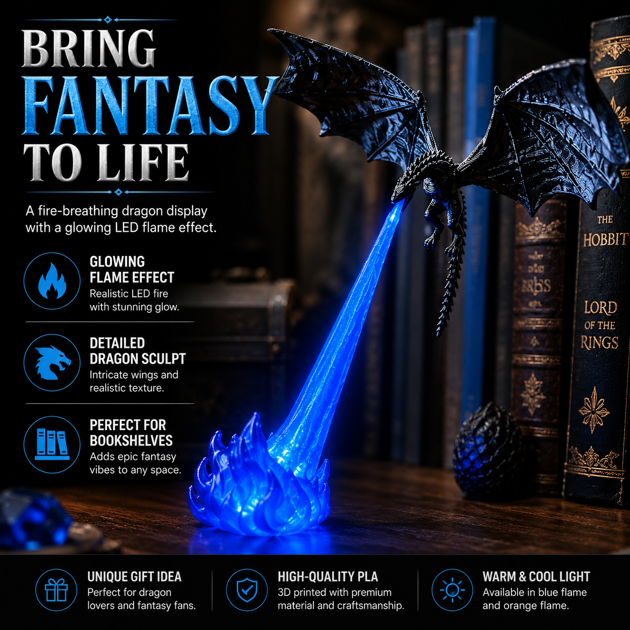 LED fire breathing dragon fantasy display