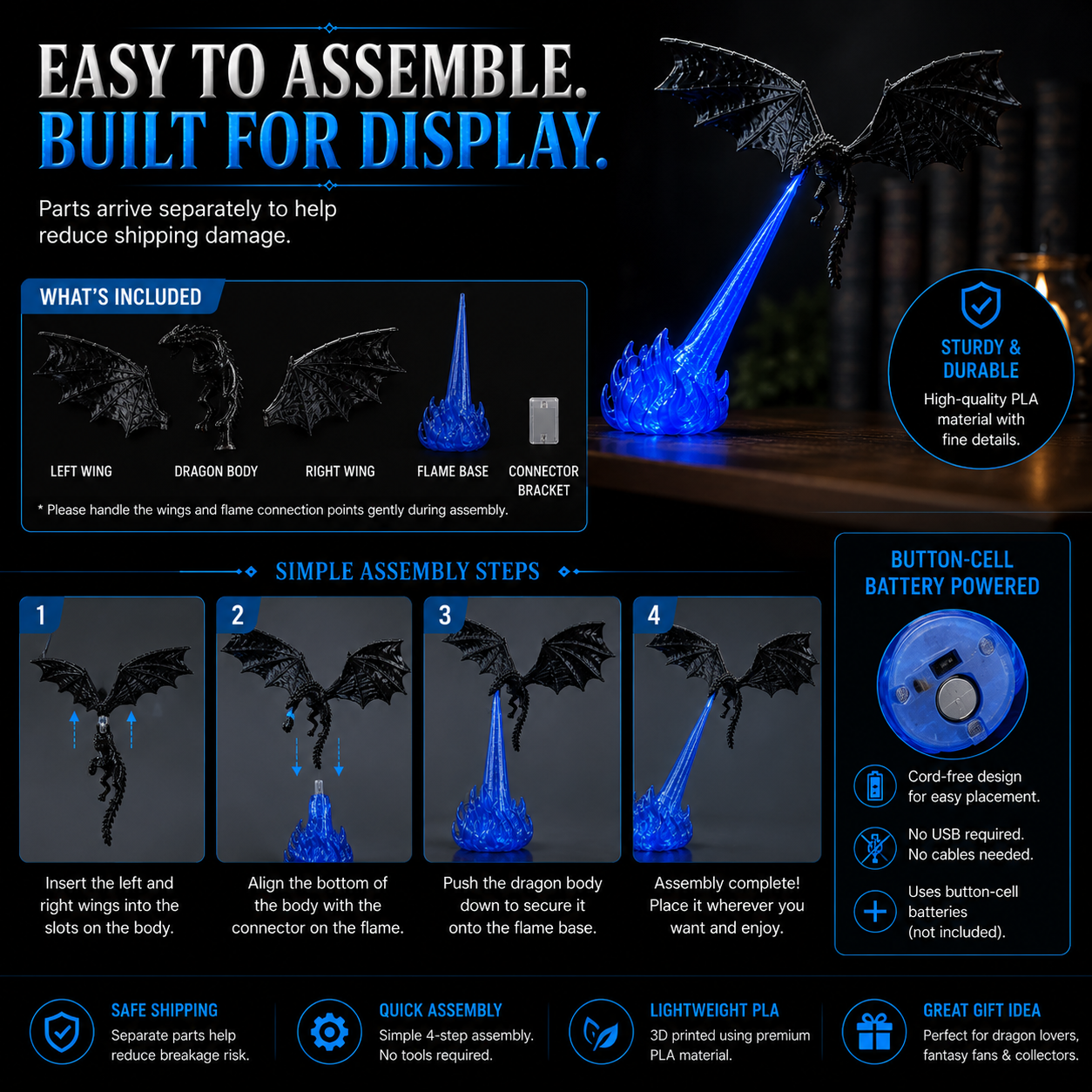 Fire breathing dragon LED display assembly instructions