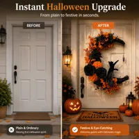 🔥Last Day 60% OFF - 🐈‍⬛🌙Gothic Cat Halloween Wreath | Floral Door Decor thumbnail 7