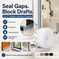 16.4Ft Door Weather Stripping | Adhesive Draft Stopper Seal Strip for Doors, Windows & Shower Doors thumbnail 1