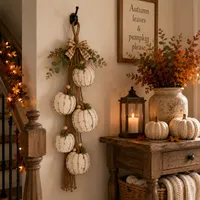 🔥 Last Day 60% OFF – Rustic White Pumpkin Swag for Fall Door & Wall Decor thumbnail 12