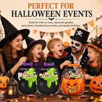 🎃Halloween Plastic Goodie Bags, Trick or Treat Candy Bags, Cauldron, Skeleton, Black Cat, Skull, Pumpkin Pattern Treat thumbnail 7