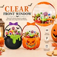 🎃Halloween Plastic Goodie Bags, Trick or Treat Candy Bags, Cauldron, Skeleton, Black Cat, Skull, Pumpkin Pattern Treat thumbnail 4