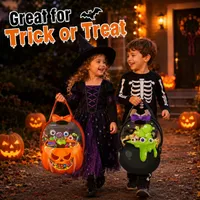 🎃Halloween Plastic Goodie Bags, Trick or Treat Candy Bags, Cauldron, Skeleton, Black Cat, Skull, Pumpkin Pattern Treat thumbnail 10
