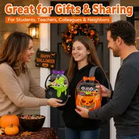 🎃Halloween Plastic Goodie Bags, Trick or Treat Candy Bags, Cauldron, Skeleton, Black Cat, Skull, Pumpkin Pattern Treat thumbnail 11