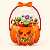 🎃Halloween Plastic Goodie Bags, Trick or Treat Candy Bags, Cauldron, Skeleton, Black Cat, Skull, Pumpkin Pattern Treat thumbnail 12