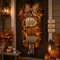🔥 LAST DAY 60% OFF - 🏡🎃Lighted Stacked Pumpkin Fall Door Decor with 3 Seasonal Plaques thumbnail 3