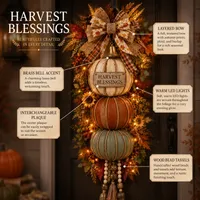 🔥 LAST DAY 60% OFF - 🏡🎃Lighted Stacked Pumpkin Fall Door Decor with 3 Seasonal Plaques thumbnail 7