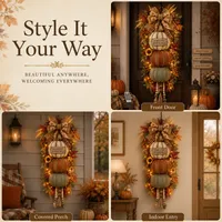🔥 LAST DAY 60% OFF - 🏡🎃Lighted Stacked Pumpkin Fall Door Decor with 3 Seasonal Plaques thumbnail 8