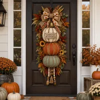 🔥 LAST DAY 60% OFF - 🏡🎃Lighted Stacked Pumpkin Fall Door Decor with 3 Seasonal Plaques thumbnail 9