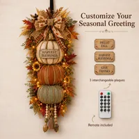 🔥 LAST DAY 60% OFF - 🏡🎃Lighted Stacked Pumpkin Fall Door Decor with 3 Seasonal Plaques thumbnail 10
