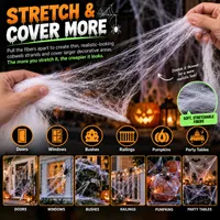 🎃 2026 HALLOWEEN SALE🎃💞56K+ SOLD‼️🕸️Glow-in-the-Dark Halloween Spider Web – Haunted House Stretch Decor 🕸️ thumbnail 3