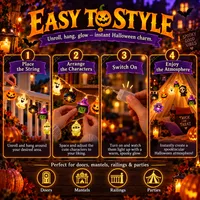 👻 Halloween String Lights — Glowing Ghost, Pumpkin & Maple Leaf Decor for Indoor & Outdoor Scenes thumbnail 7