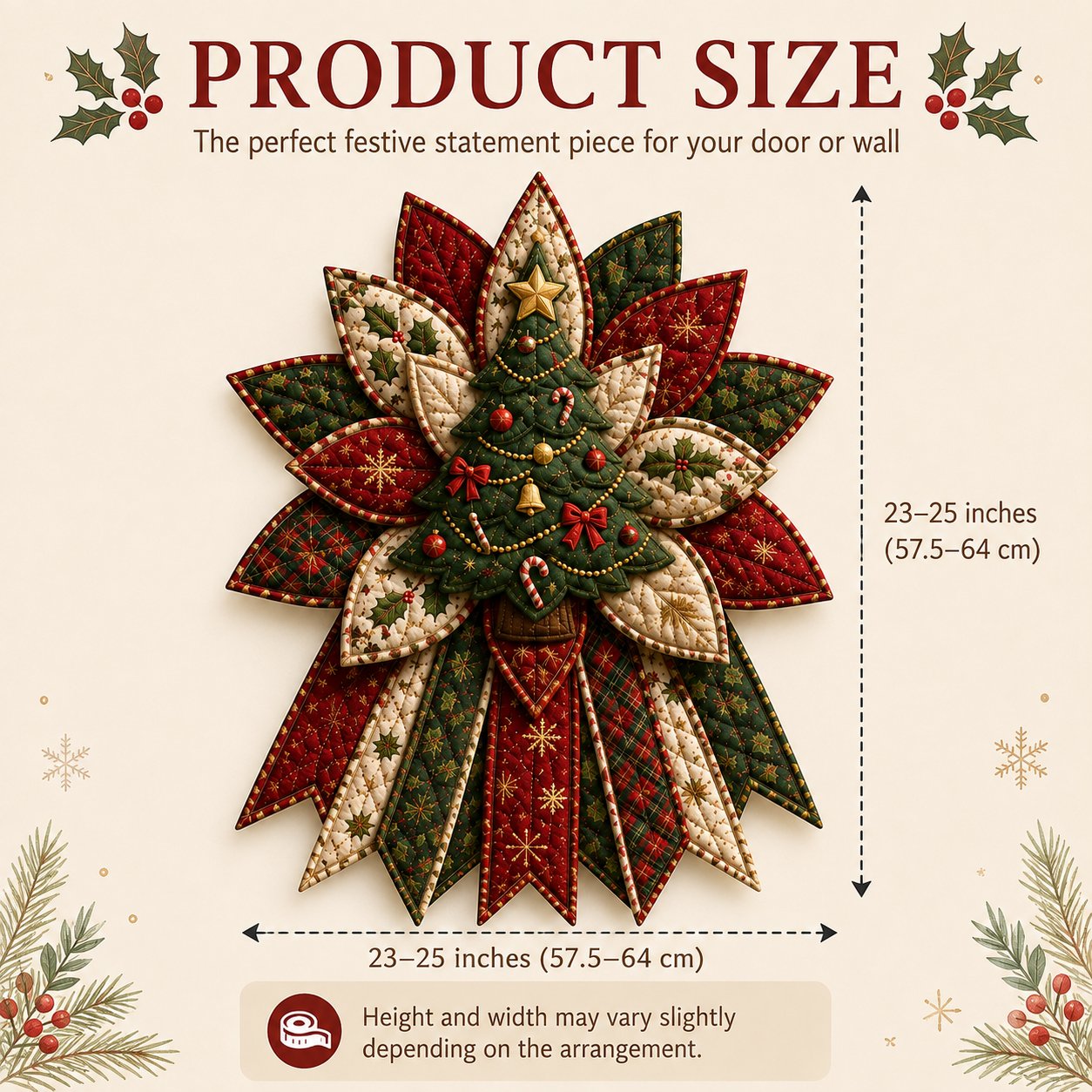 Finished size of the quilted Christmas decoration
