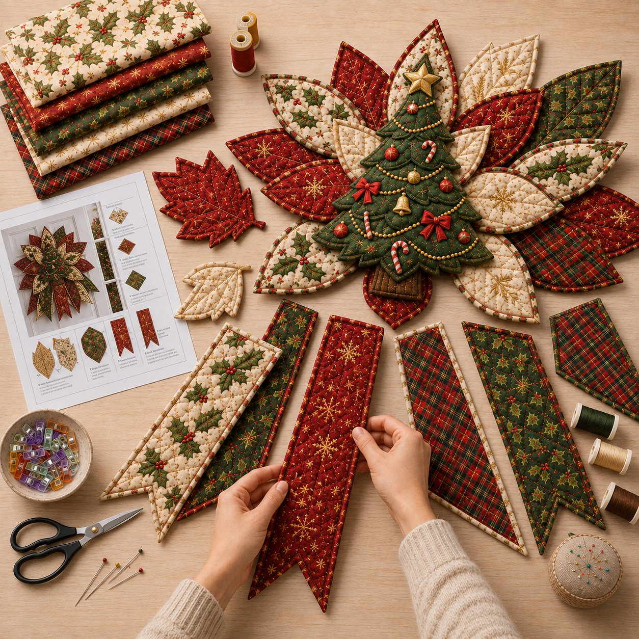 Soft dimensional quilted Christmas decoration