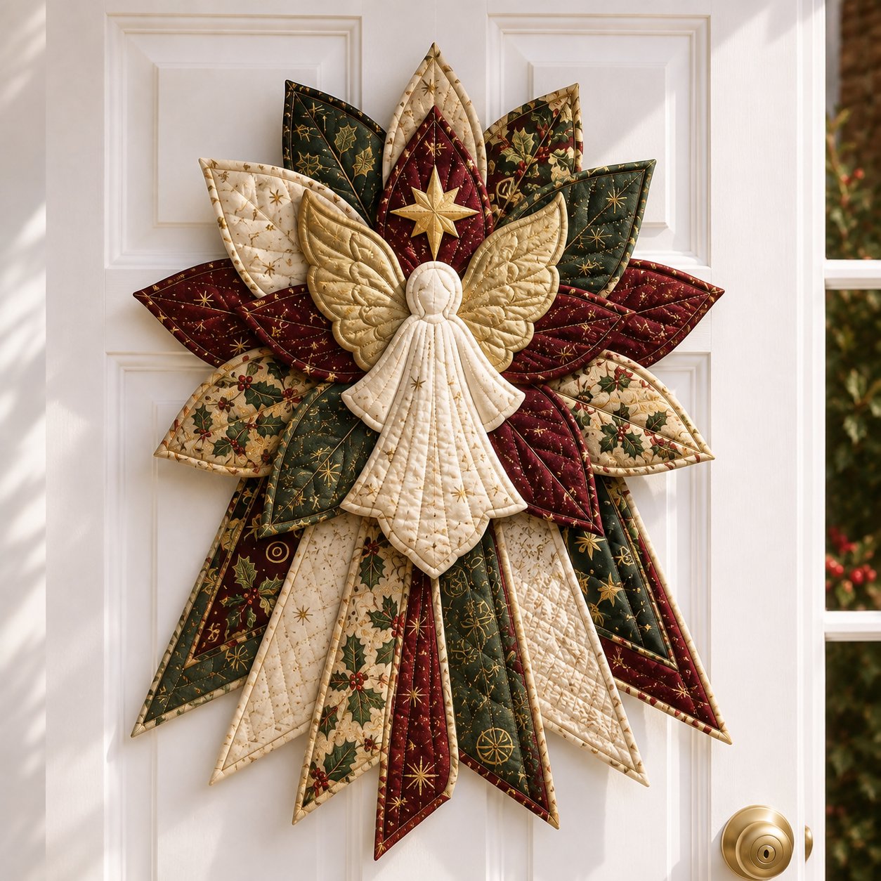 Finished quilted Christmas door hanging