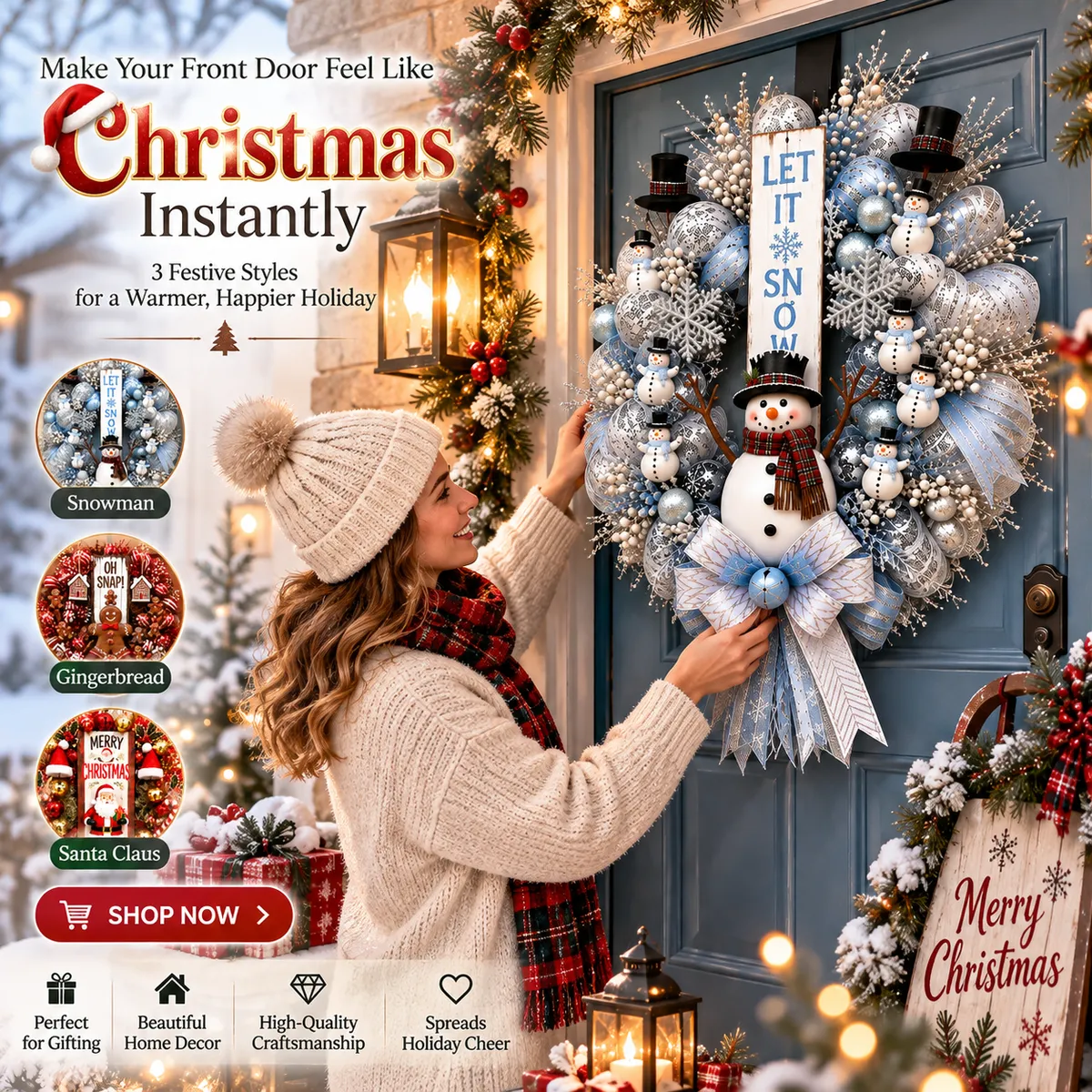 🔥 49% Off Last Day- 🎅 Merry Christmas Santa Wreath - Image 1