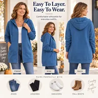 🔥 Limited Time Discount ✨ Women's Mid-Length Hoodie Coat 🧥 Comfortable Fit, Warm Layer & Casual Elegant Look ⛄ thumbnail 5