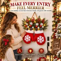 🎄Limited Christmas Sale 60% OFF Today , Light-Up Christmas Mitten Wreath — Bring a Warm & Festive Welcome to Your Home thumbnail 3