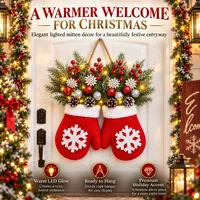 🎄Limited Christmas Sale 60% OFF Today , Light-Up Christmas Mitten Wreath — Bring a Warm & Festive Welcome to Your Home thumbnail 1