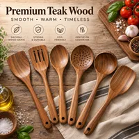 🥳2026 HOT SALE🥳💞56K+ SOLD!🔥 HOT SALE 50% OFF 🪵Wooden Spoons for Cooking – 6 Pcs Non Toxic Teak Kitchen Utensils Set thumbnail 5