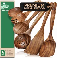🥳2026 HOT SALE🥳💞56K+ SOLD!🔥 HOT SALE 50% OFF 🪵Wooden Spoons for Cooking – 6 Pcs Non Toxic Teak Kitchen Utensils Set thumbnail 3