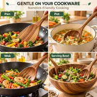 🥳2026 HOT SALE🥳💞56K+ SOLD!🔥 HOT SALE 50% OFF 🪵Wooden Spoons for Cooking – 6 Pcs Non Toxic Teak Kitchen Utensils Set thumbnail 7