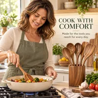 🥳2026 HOT SALE🥳💞56K+ SOLD!🔥 HOT SALE 50% OFF 🪵Wooden Spoons for Cooking – 6 Pcs Non Toxic Teak Kitchen Utensils Set thumbnail 8