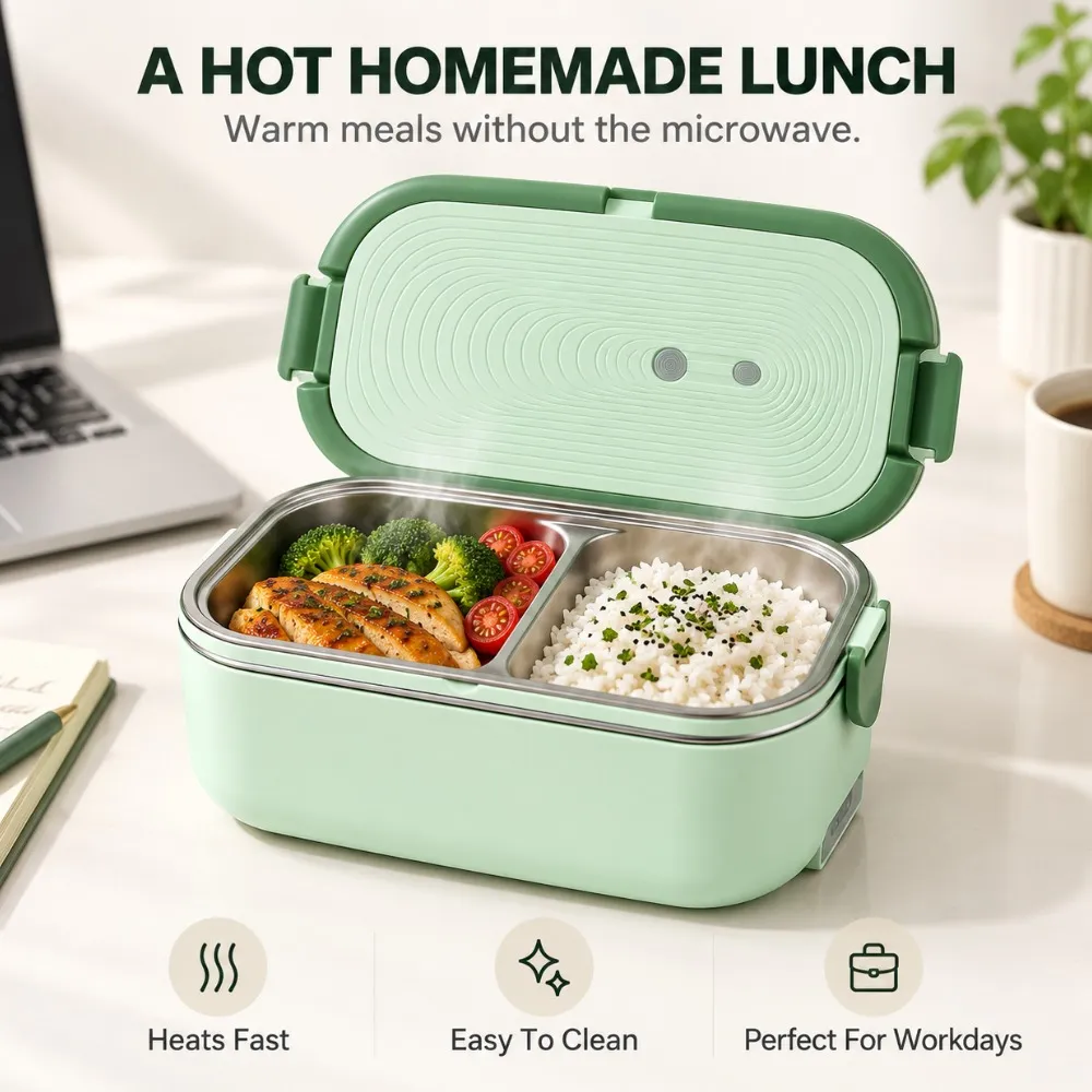 🔥 LIMITED-TIME 50% OFF 💞54K+ SOLD⭐ Portable Electric Heated Lunch Box Water-Free Food Warmer - Image 1