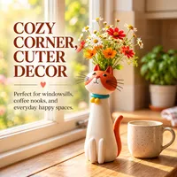 🍁 FALL SALE 50% OFF – Handmade Ceramic Cat Flower Vase – Adorable Home Decor & Perfect Gift for Cat Lovers thumbnail 4