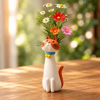 🍁 FALL SALE 50% OFF – Handmade Ceramic Cat Flower Vase – Adorable Home Decor & Perfect Gift for Cat Lovers thumbnail 6