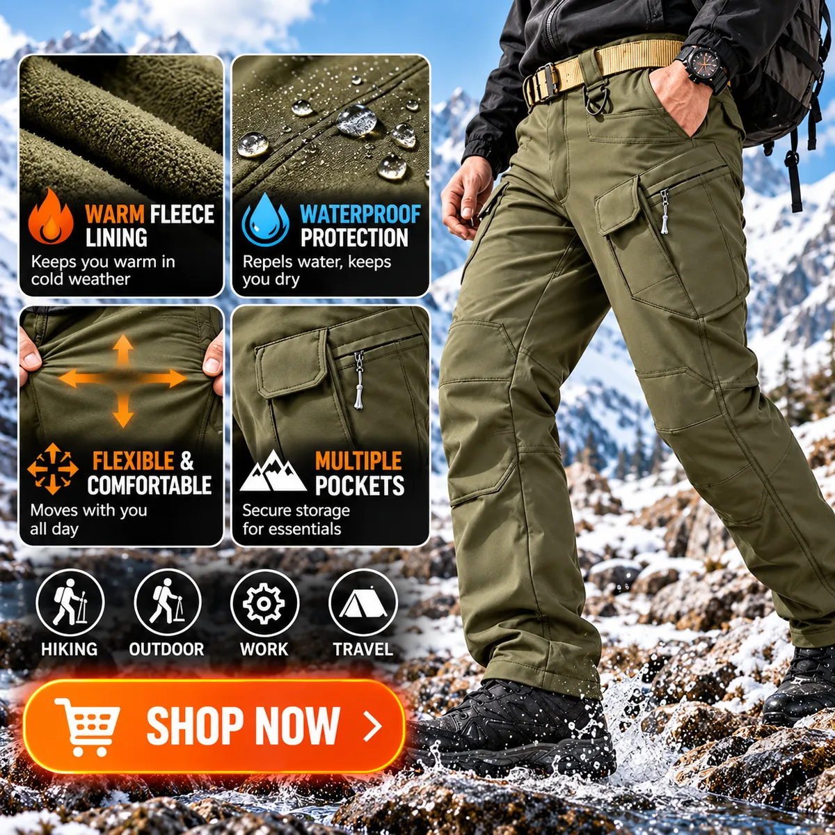 🔥 WINTER HOT SALE – Fleece Lined Waterproof Utility Trousers - Image 1