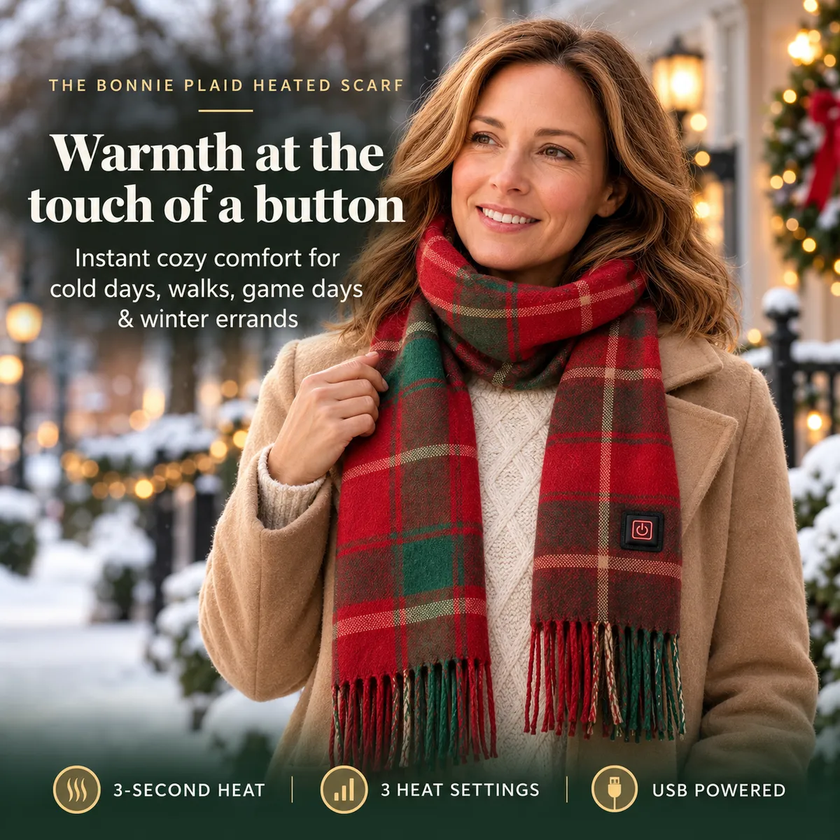 ❄️ Winter Sale 50% OFF – The Bonnie Plaid Heated Scarf - Image 1