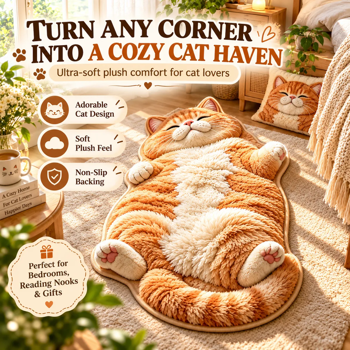 🐱 Chubby Tabby Cat Rug – The Purr-fect Gift for Cat Lovers! 🎁 - Image 1