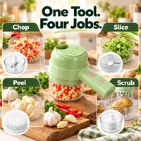 🔥 50% OFF TODAY — 4-in-1 Electric Vegetable Chopper & Slicer – Chop, Slice, Peel & Scrub thumbnail 4
