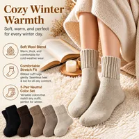 🥳2026 HOT SALE🥳50K+ SOLD! Women's Cozy Winter Wool Blend Socks – 5 Pairs/Set | Soft, Warm & Comfortable Mid-Calf Socks thumbnail 4