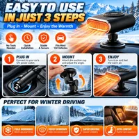 🥳2026 HOT SALE🥳50K+ SOLD! 🌬️12V Portable Car Heater & Defogger – Adjustable Warm Air Fan for Winter Driving thumbnail 8