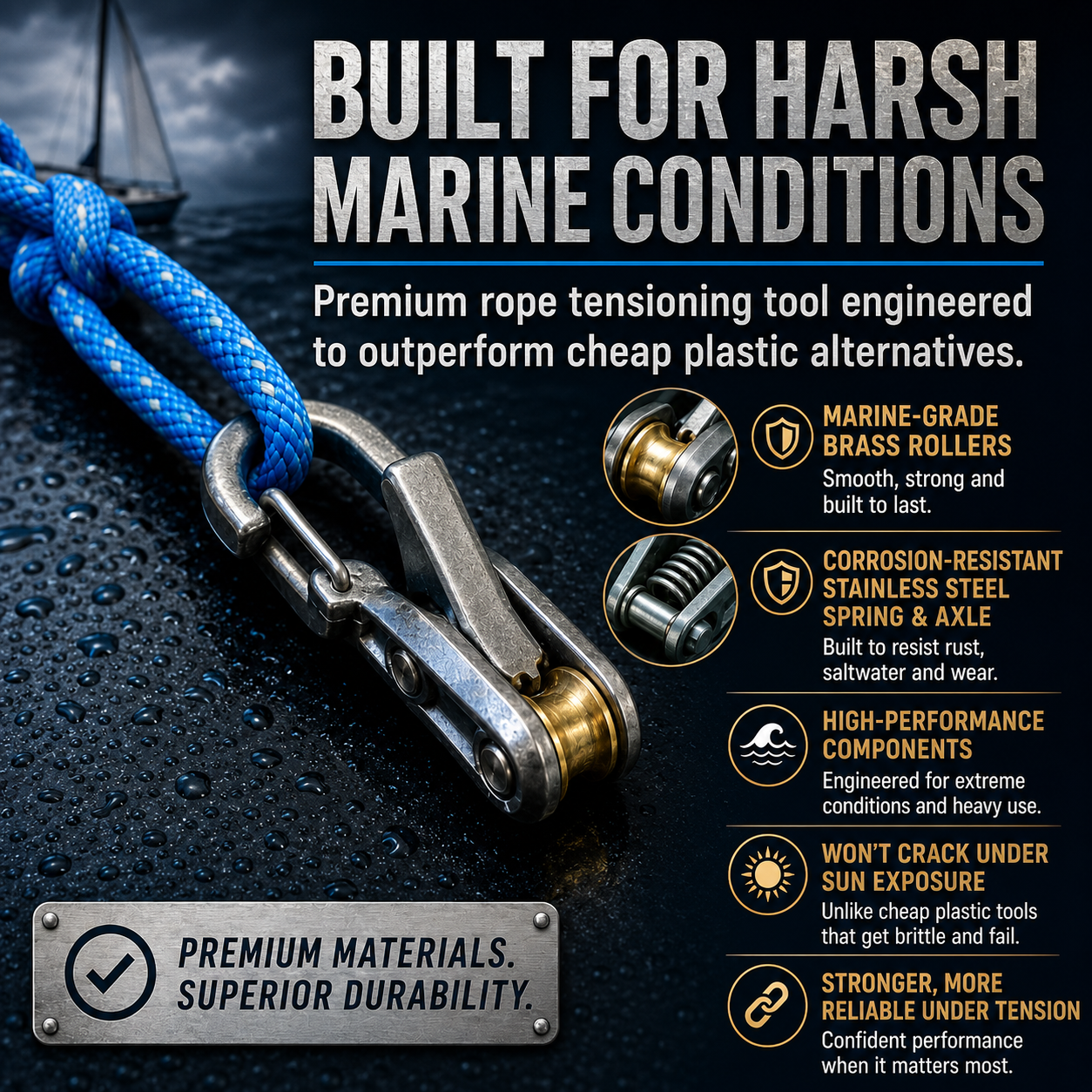 ⛺Premium Stainless Steel Rope Tightener | 💪Stronger Than Plastic Alternatives thumbnail 2