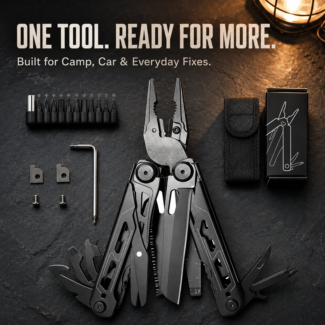 🚀16-in-1 Multitool with Large Scissors | Compact Outdoor Tool for Camping & Repairs - Image 1