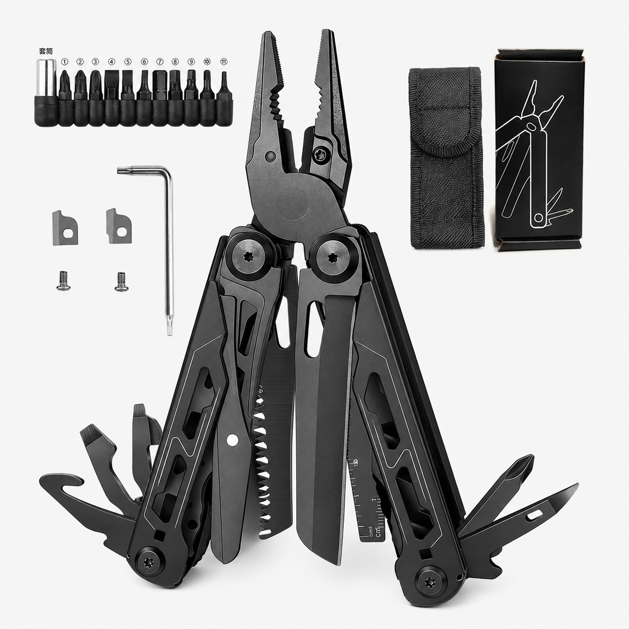 🚀16-in-1 Multitool with Large Scissors | Compact Outdoor Tool for Camping & Repairs thumbnail 9