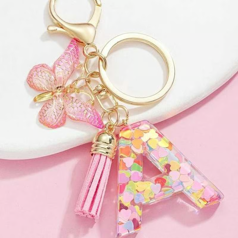 🔥Butterfly Letter Keychain Tassel Design Vibrant Durable Lightweight Gift - Image 1