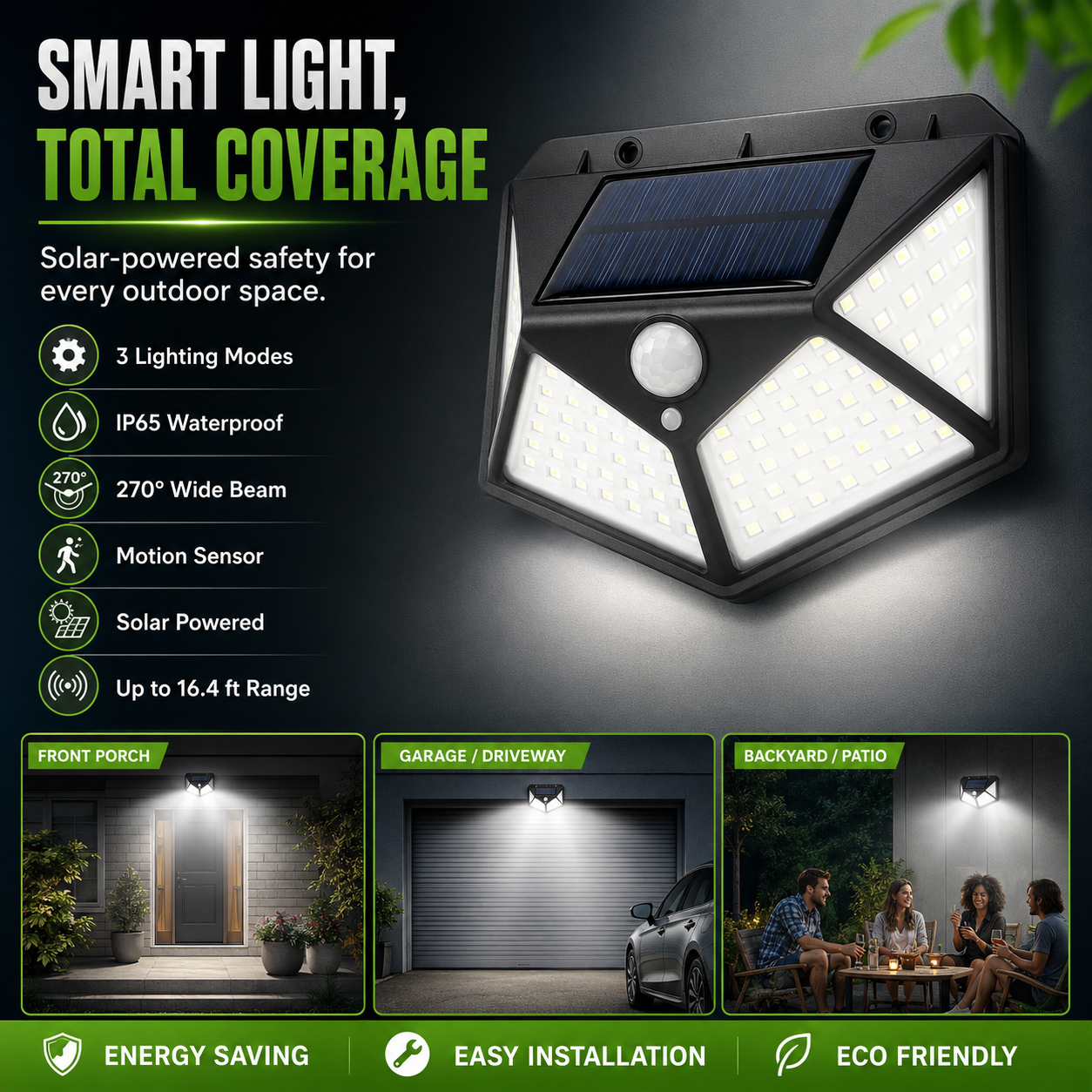 💎 Premium Solar Outdoor Spotlight — Waterproof Motion Sensor LED Light for a Brighter, Safer Garden thumbnail 3