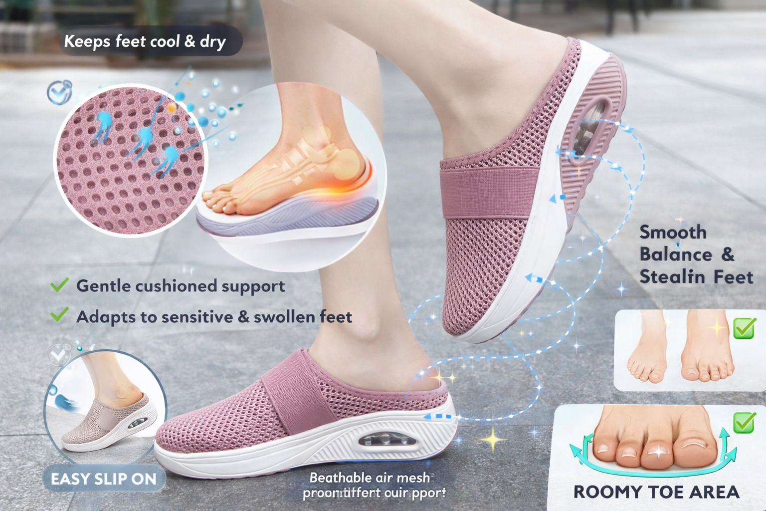 🔥🔥 Mother-Days SALE OFF UP TO 50%🔥🔥Air Cushion Slip-On Women Walking Shoes