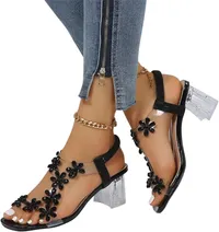 🔥💥 HOT DEAL Save Up To 50% - Women's Rhinestone Flowers Decor Flat Sandals thumbnail 1