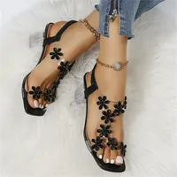 🔥💥 HOT DEAL Save Up To 50% - Women's Rhinestone Flowers Decor Flat Sandals thumbnail 4