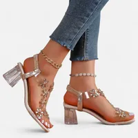 🔥💥 HOT DEAL Save Up To 50% - Women's Rhinestone Flowers Decor Flat Sandals thumbnail 5