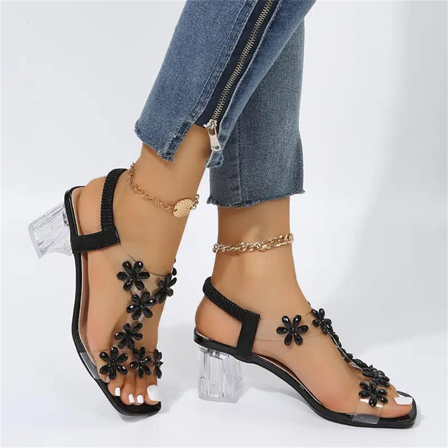 š„Last Day Promotion 50% OFF - Women's Rhinestone Flowers Decor Flat Sandals - Image 1