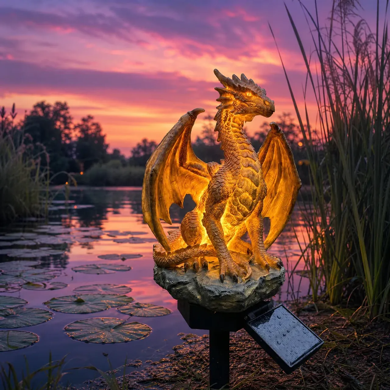 💥LAST DAY 50% OFF🐉✨Solar Dragon Garden Statue Light – Golden Ember Fantasy Outdoor Decor thumbnail 5