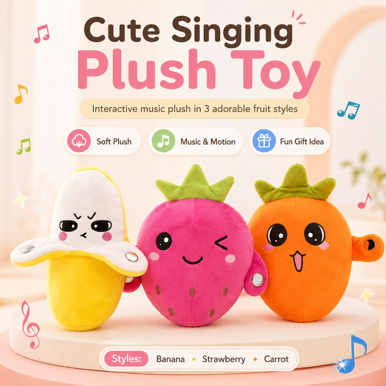 BUY 2 FREE SHIPPING✨ Fruit Rhythm Interactive Toy – Musical Plush for Kids🎼 - Image 1