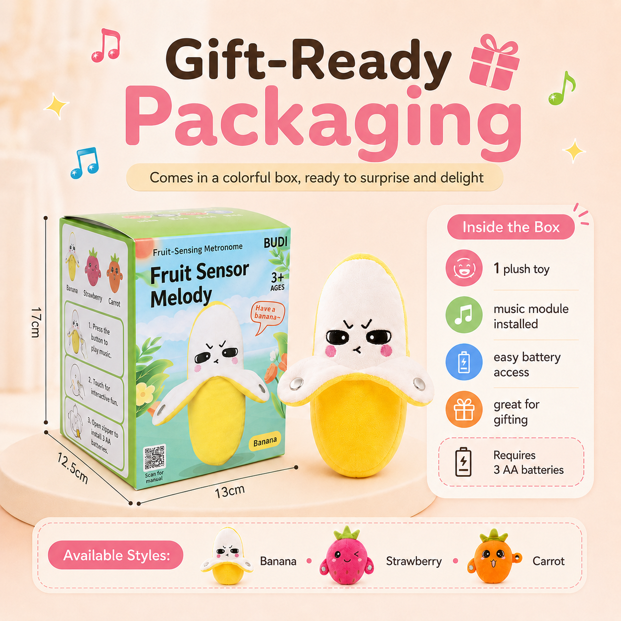 BUY 2 FREE SHIPPING✨ Fruit Rhythm Interactive Toy – Musical Plush for Kids🎼 thumbnail 8
